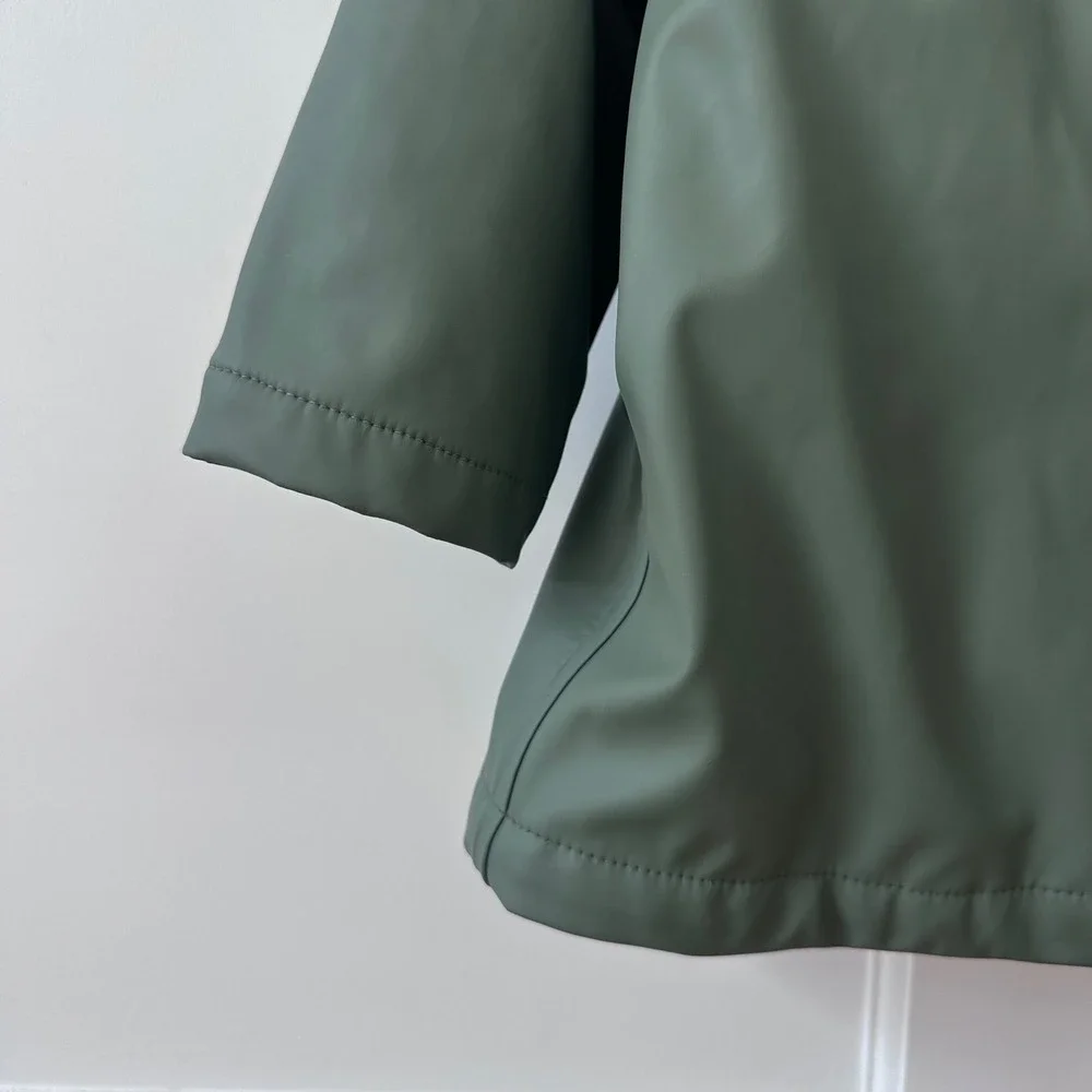 HM Kids Olive Green Hooded Rain Jacket Size 1.5-2Y Fall Sage Coat